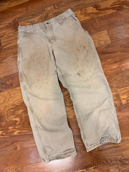 2014 Carhartt Tan Stained Carpenter Pants (34 x 30)