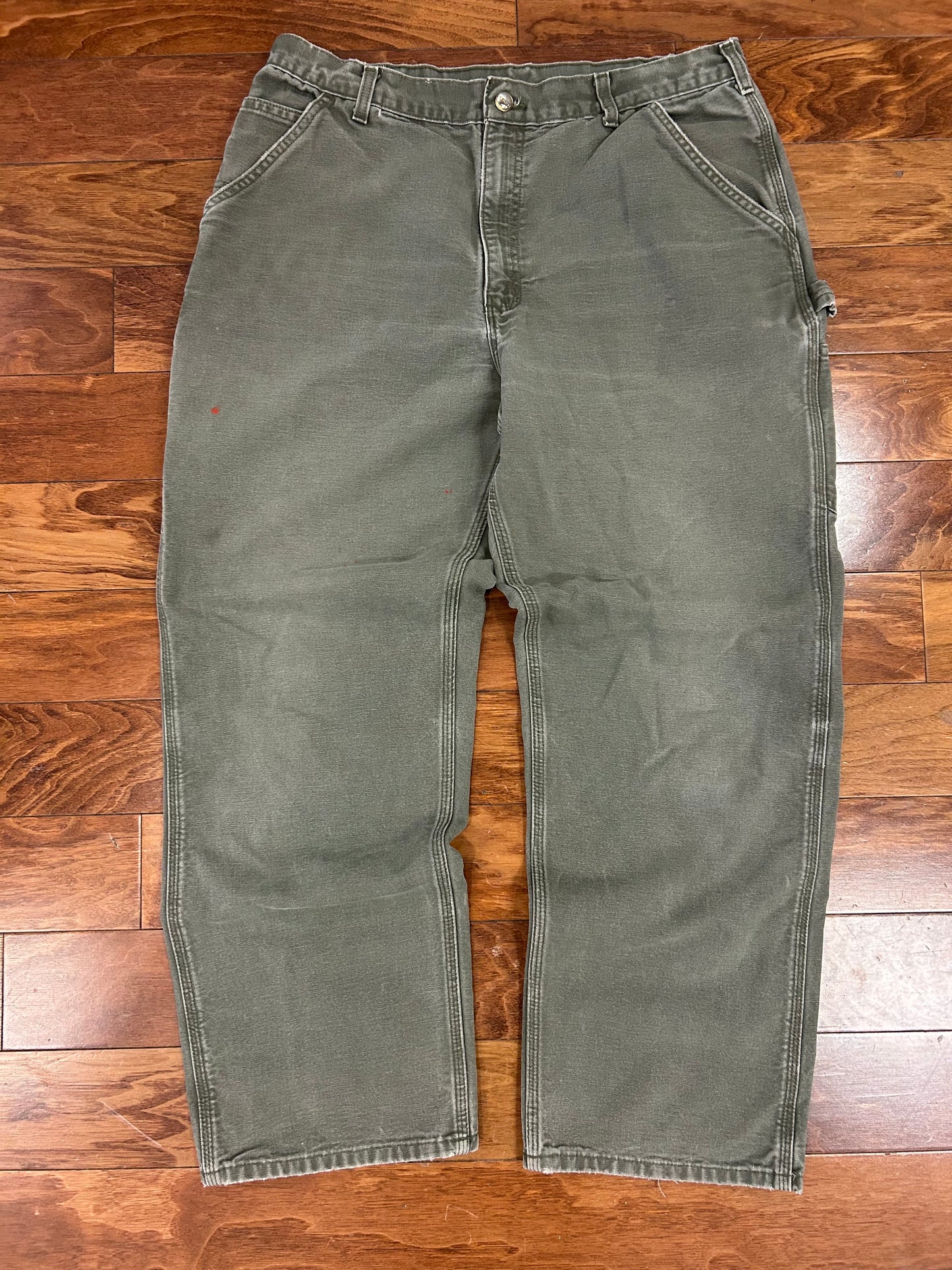 2013 Carhartt Faded Olive Green Carpenter Pants (36 x 32)