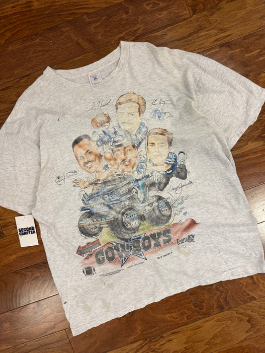 1994 Dallas Cowboys Faded Distressed Caricature Tee (XL)