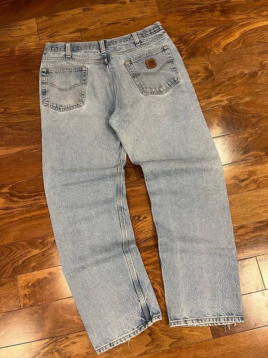 2014 Carhartt Faded Light Wash Blue Jeans (36 x 32)