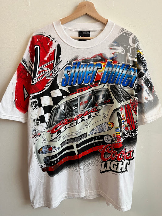 00s Sterling Marlin Coors Silver Bullet Nascar AOP Tee (L)
