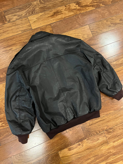 90s LL Bean A2 Aviator Bomber Leather Jacket (M)