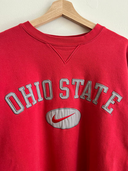 90s Ohio State Nike Embroidered Swoosh Oversized Crewneck (L)