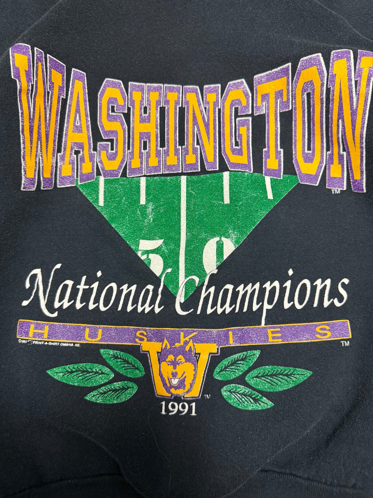 1991 University of Washington Huskies National Champions Vintage Crewneck (M)