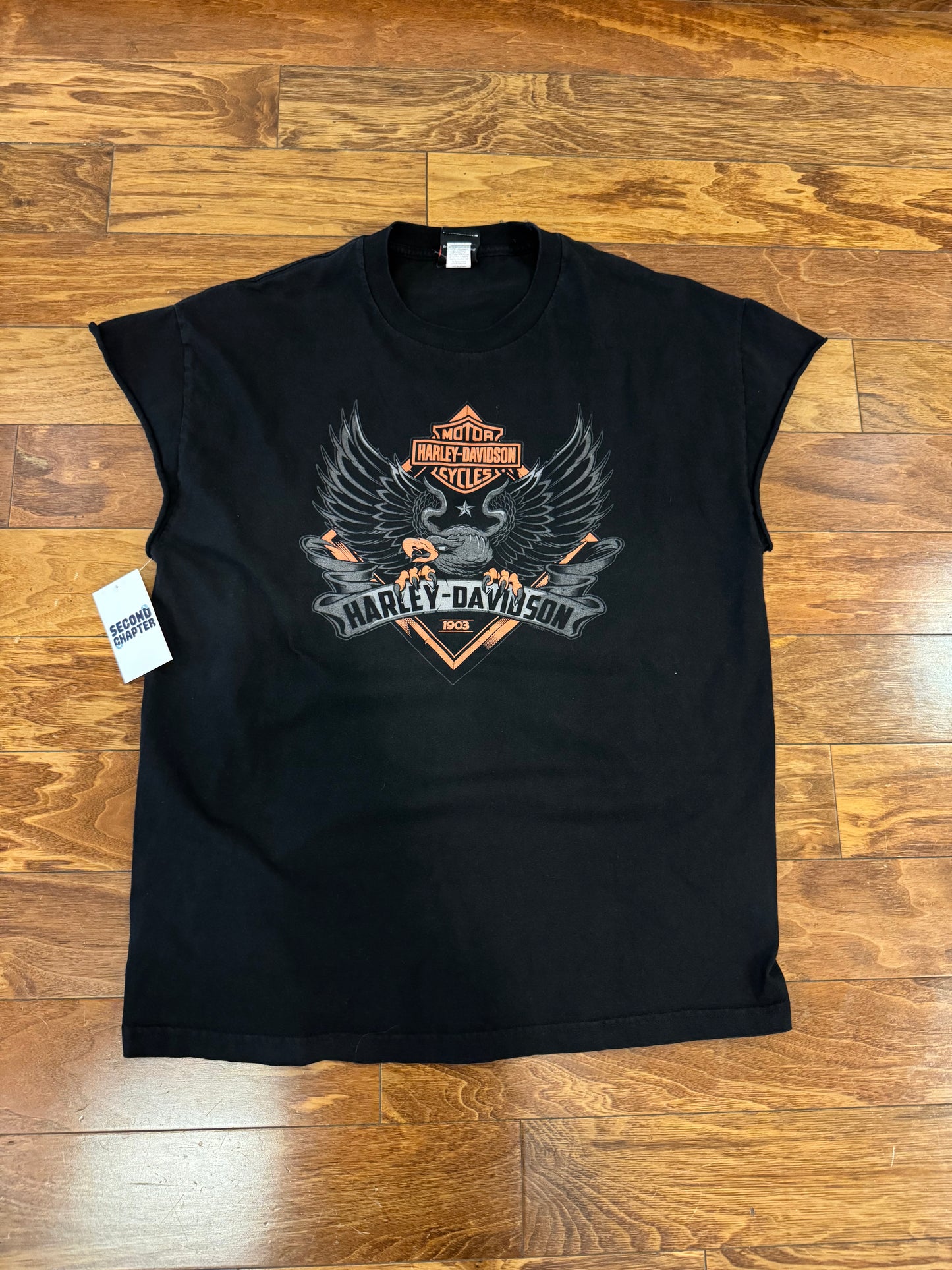 00s Harley Davidson Sedalia, Missouri Eagle Cut Off Tee (XL)