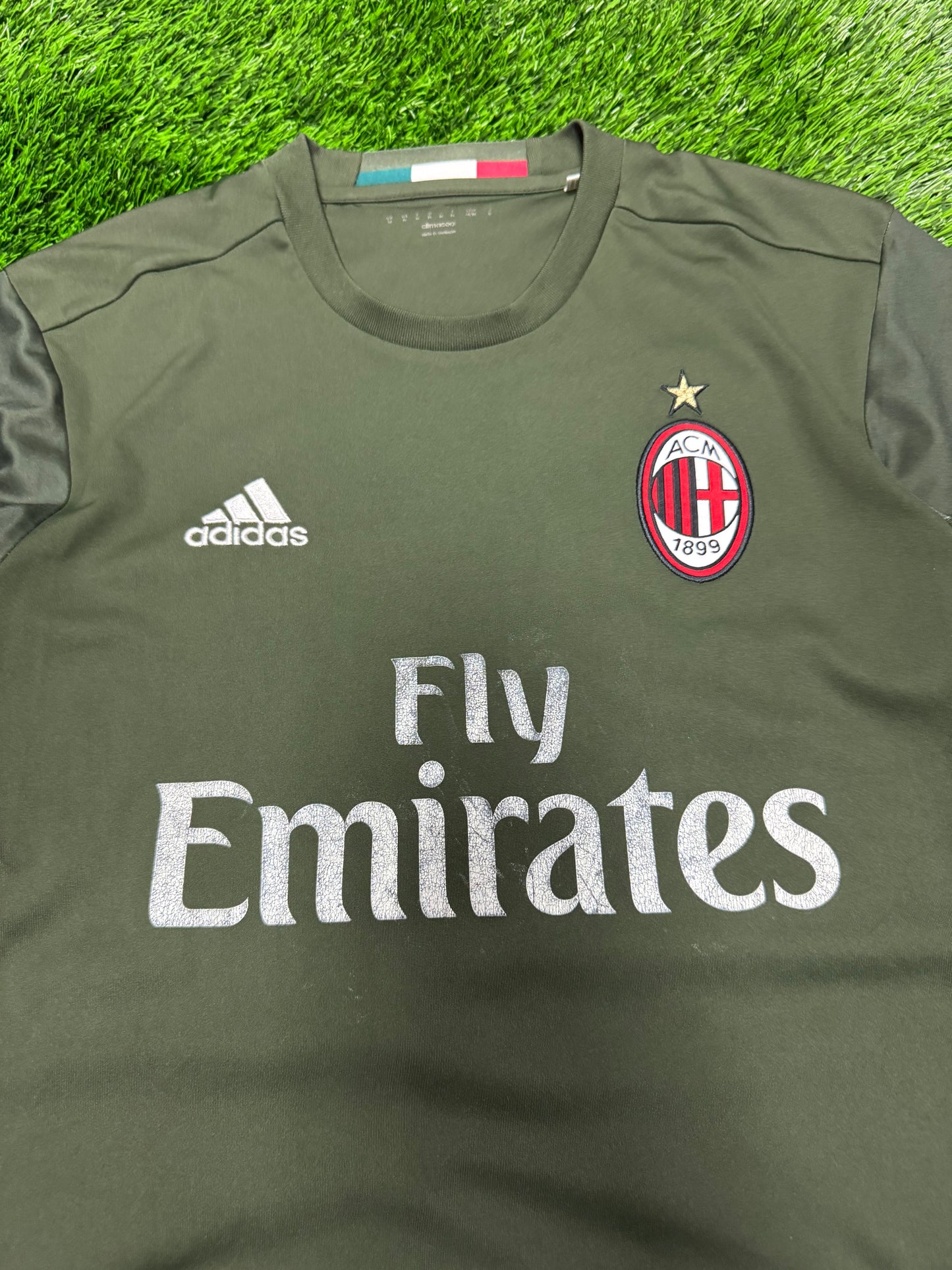 AC Milan Adidas Third Jersey Olive Green Fly Emirates 2016-17 Kit (M)