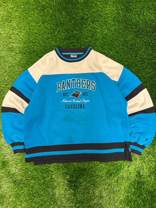 90s Panthers Pro Player Embroidered Boxy NFL Crewneck (XL)