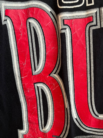 90s Chicago Bulls Logo 7 NBA Basketball Black Tee (L)