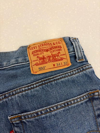2004 Levi's 550 Relaxed Fit Dark Wash Jean Shorts (34)
