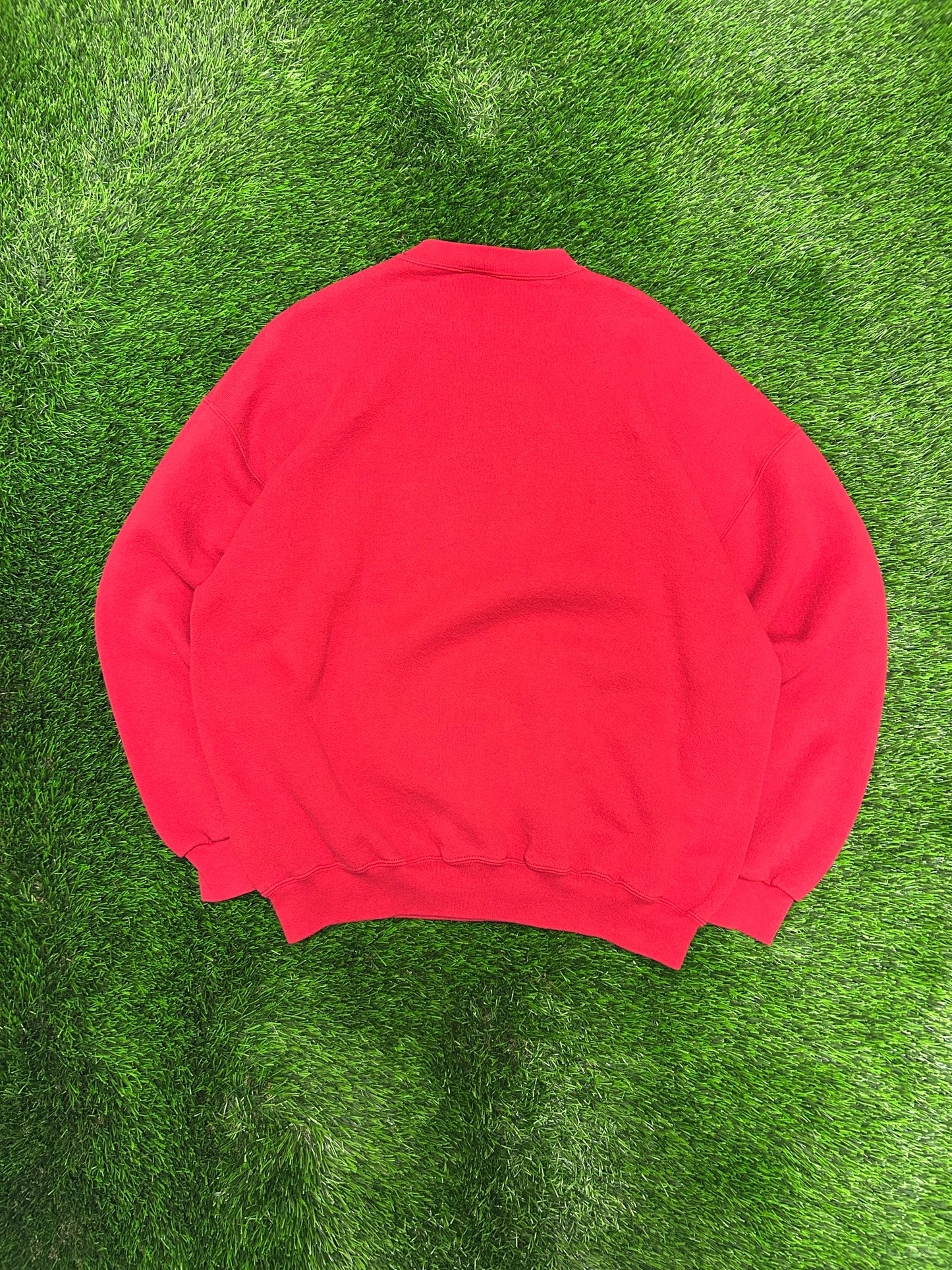 90s NC State University (NCSU) Embroidered Red Fleece Crewneck (XL)