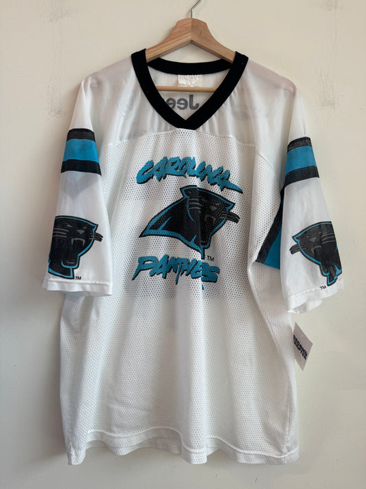 2005 Carolina Panthers Cat Scratch Spell Out Mesh Jersey (XL)