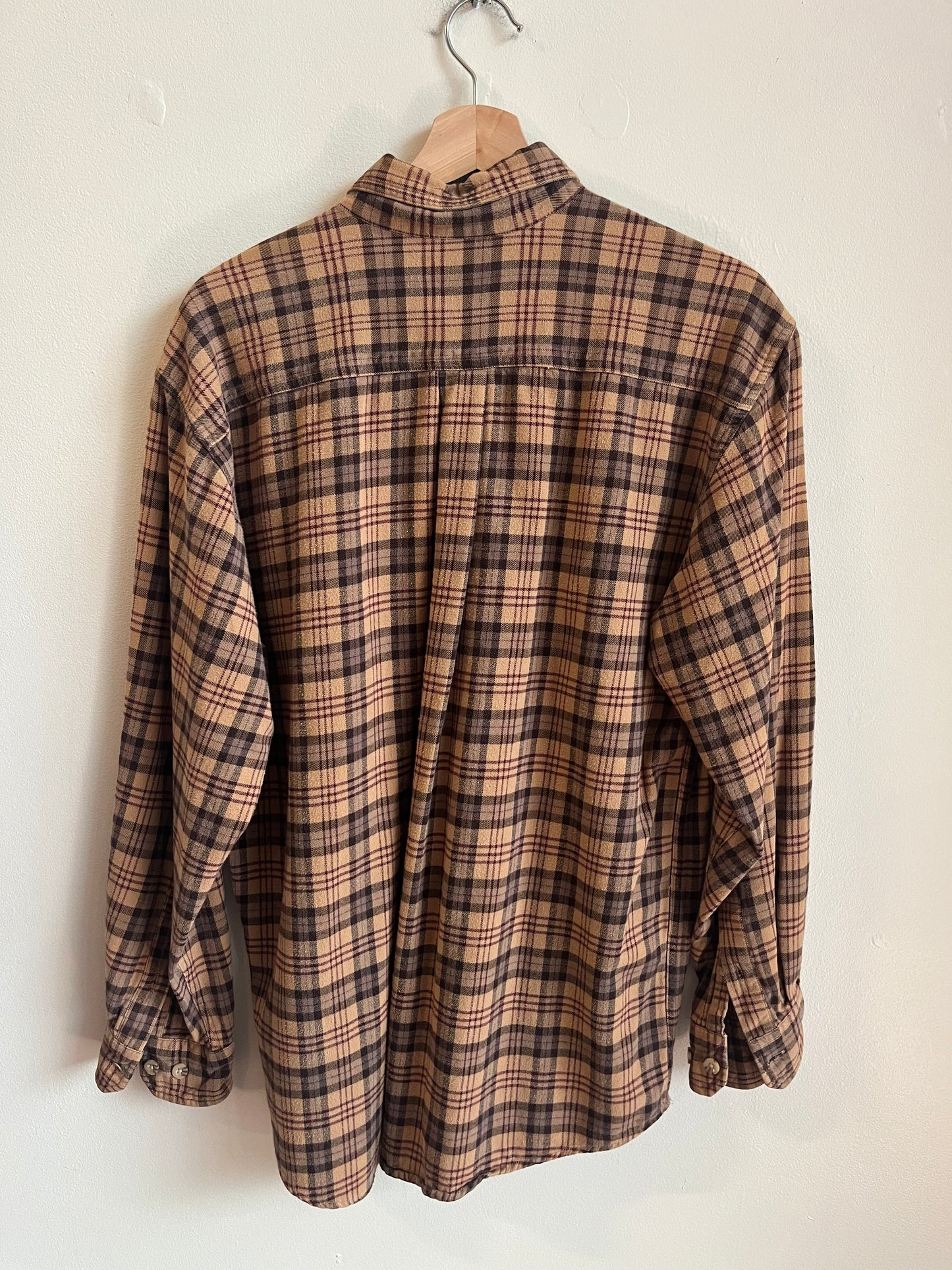 00s Carhartt Brown Striped Essential Flannel Shirt (M)