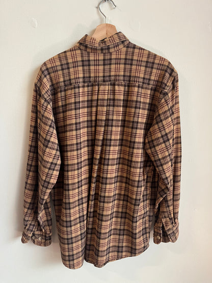 00s Carhartt Brown Striped Essential Flannel Shirt (M)