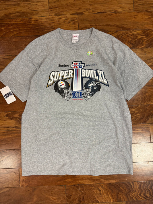 2006 Steelers vs Seahawks Super Bowl XL Vintage Tee (XL)