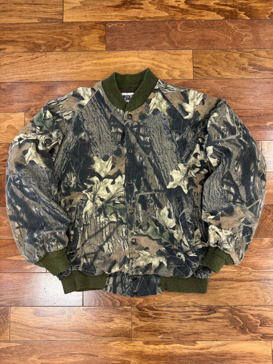 90s Jerzees Outdoors Vintage Camo Bomber Jacket (L)