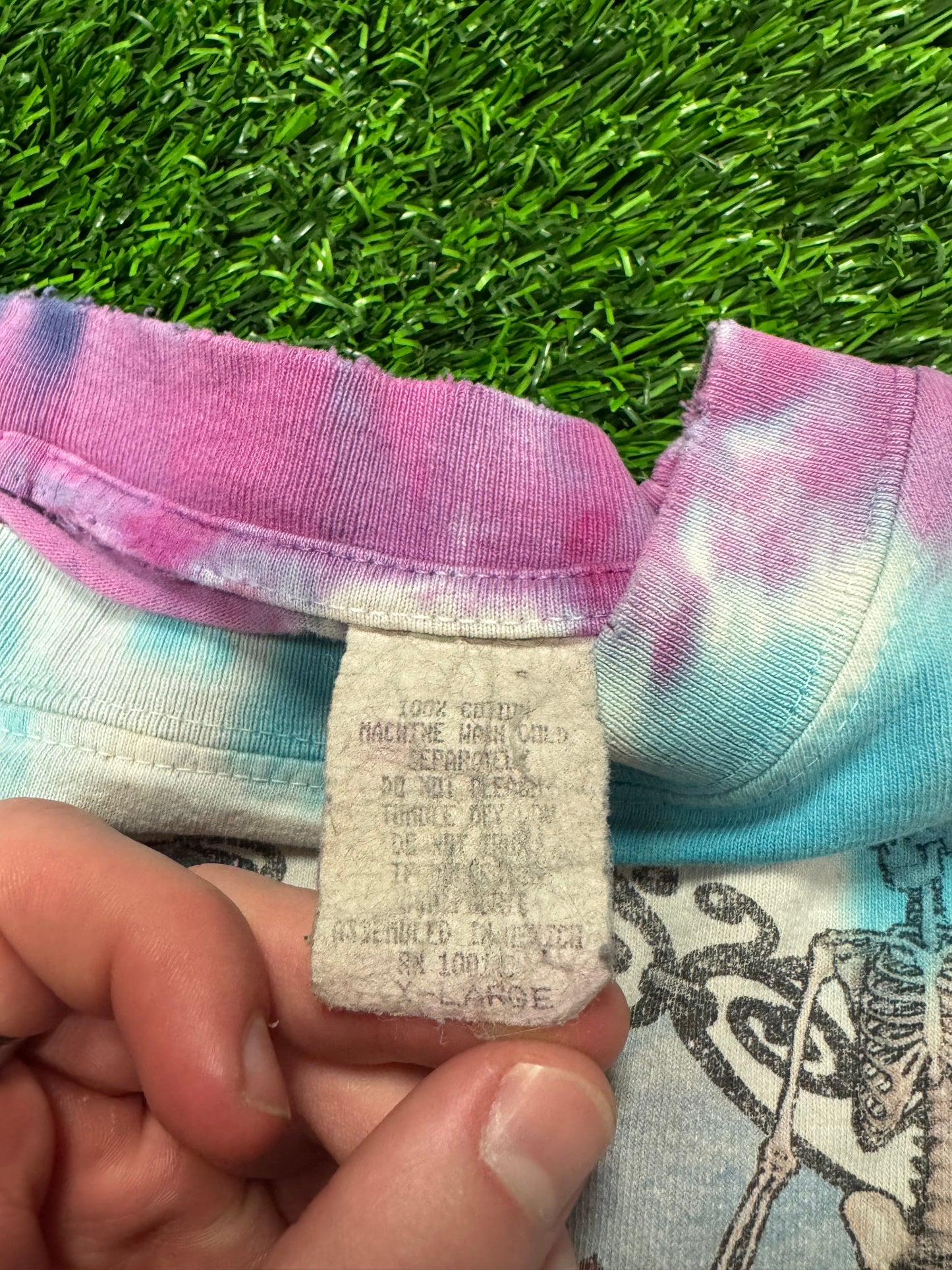 1995 Grateful Dead "Skeleton & Roses" Vintage Band Tie Dye Long Sleeve (XL)
