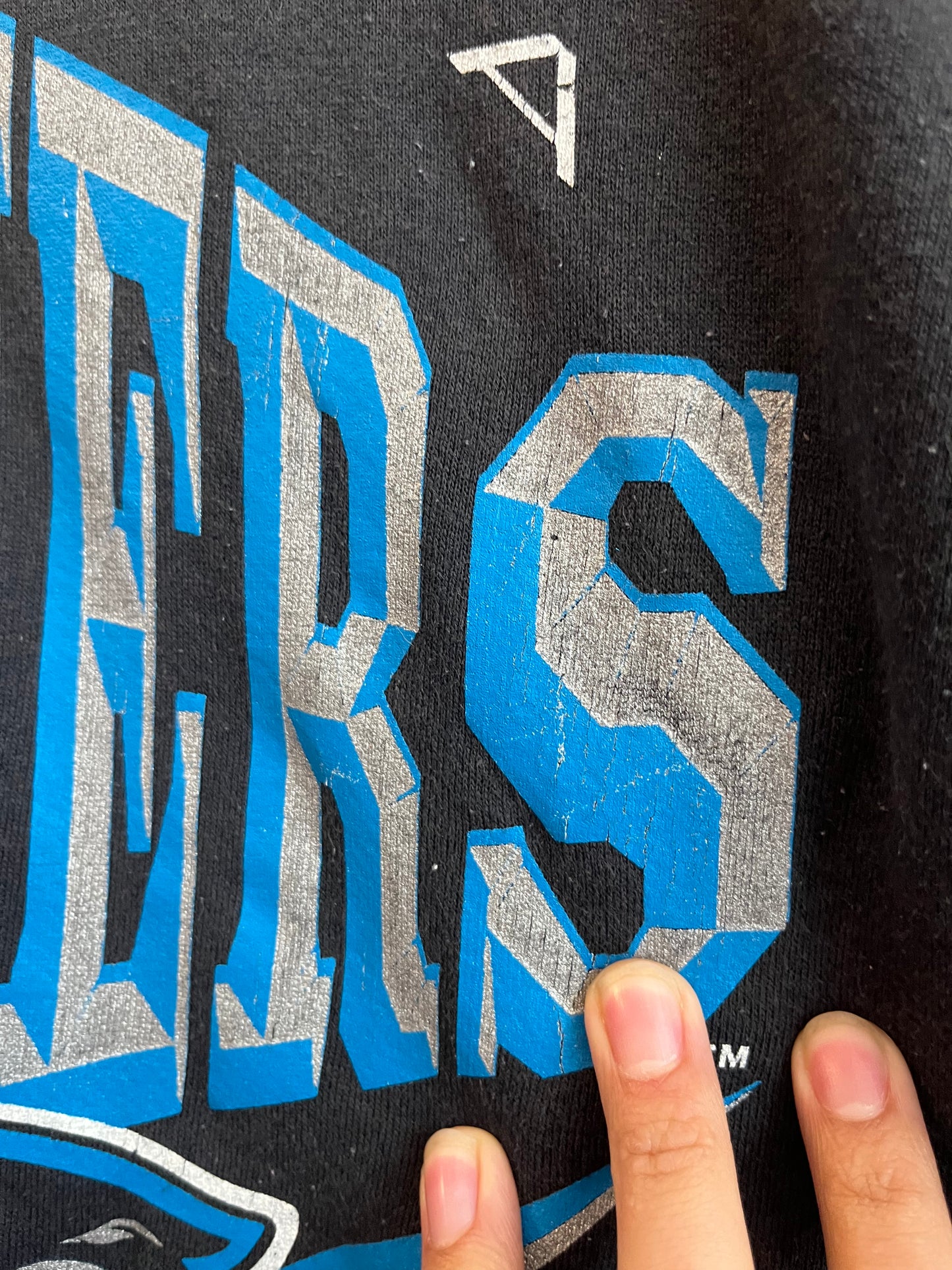 1994 Carolina Panthers Spell Out Nutmeg Black Crewneck (M)
