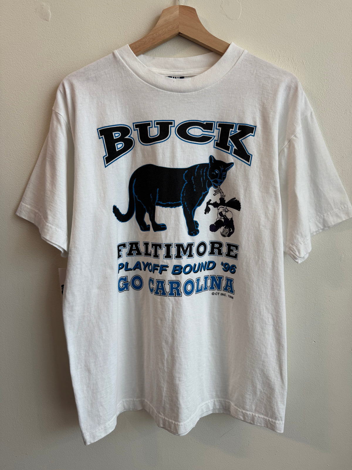 1996 Carolina Panthers “Buck Faltimore” Playoff Bound Rare Tee (L)