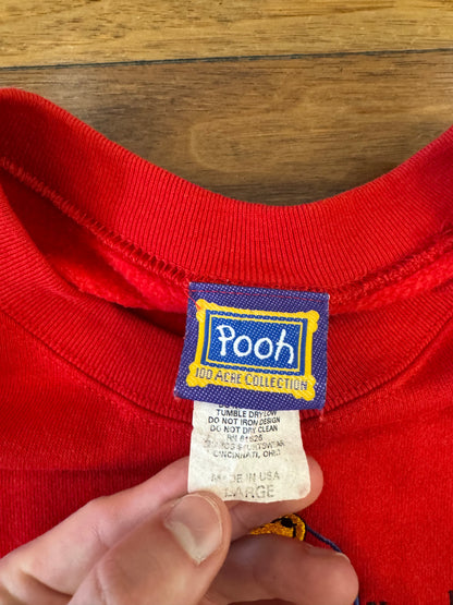 90s Winnie The Pooh Red Disney Embroidered Crewneck (L)