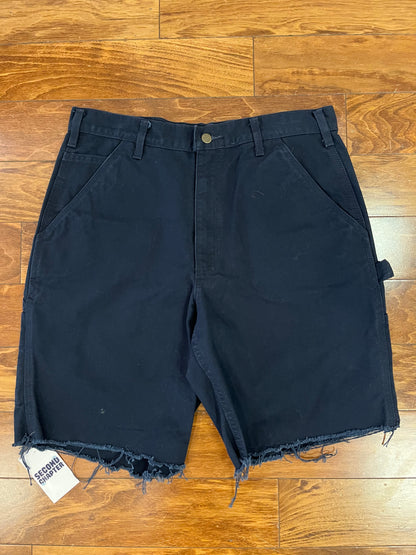 Carhartt Distressed Navy Carpenter Shorts (34)