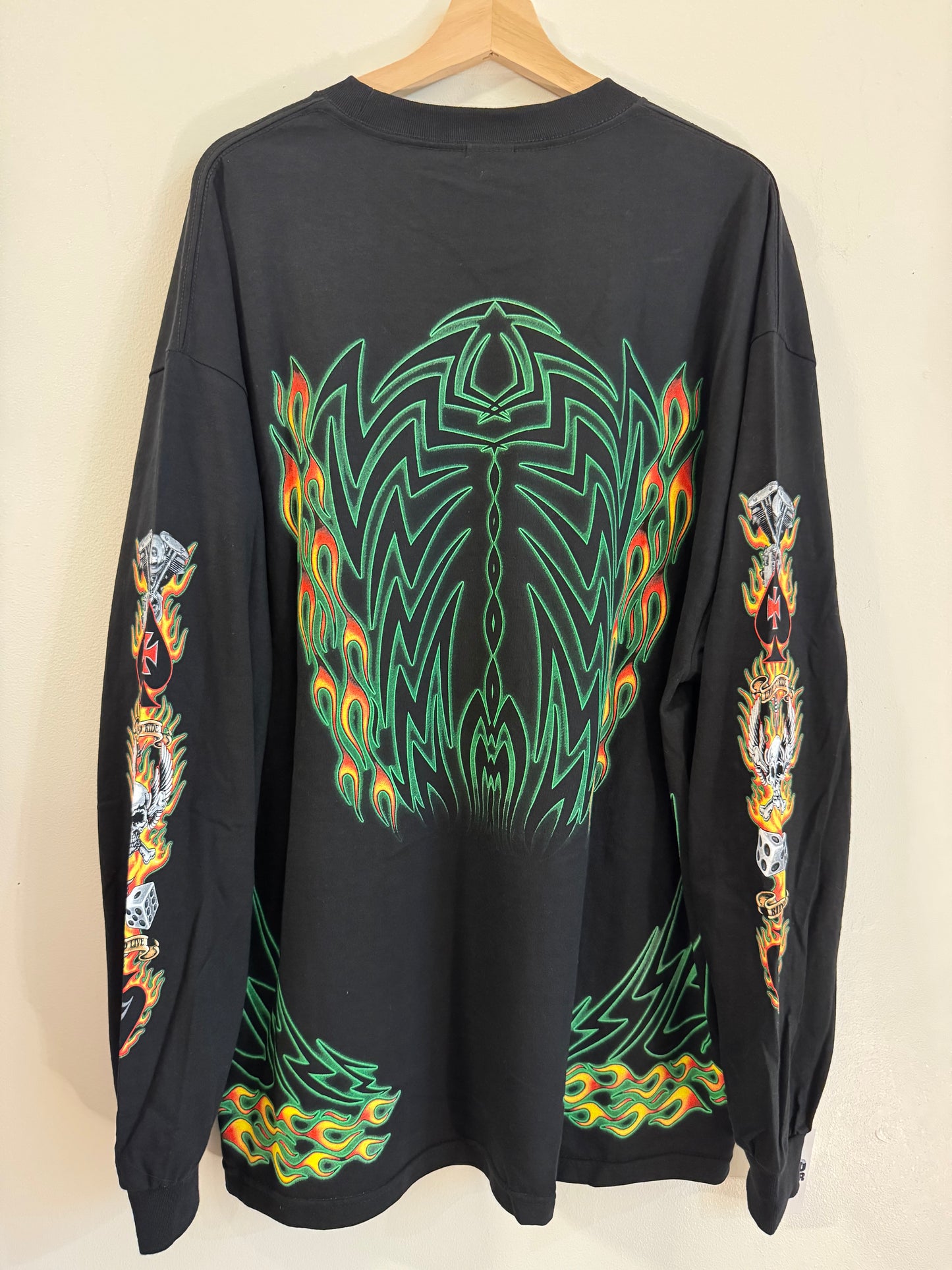 00s Bike Week Johnny's Dragon Flames Long Sleeve Shirt (XXL)