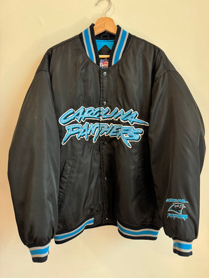 00s Carolina Panthers Cat Scratch Embroidered Game Day Jacket (M)
