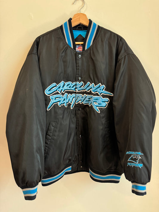 00s Carolina Panthers Cat Scratch Embroidered Game Day Jacket (M)