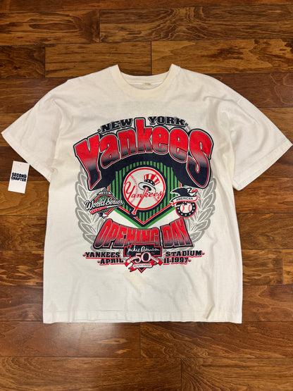 1997 NY Yankees Opening Day Uncle Sam Vintage Jackie Robinson 50th MLB Tee (XL)