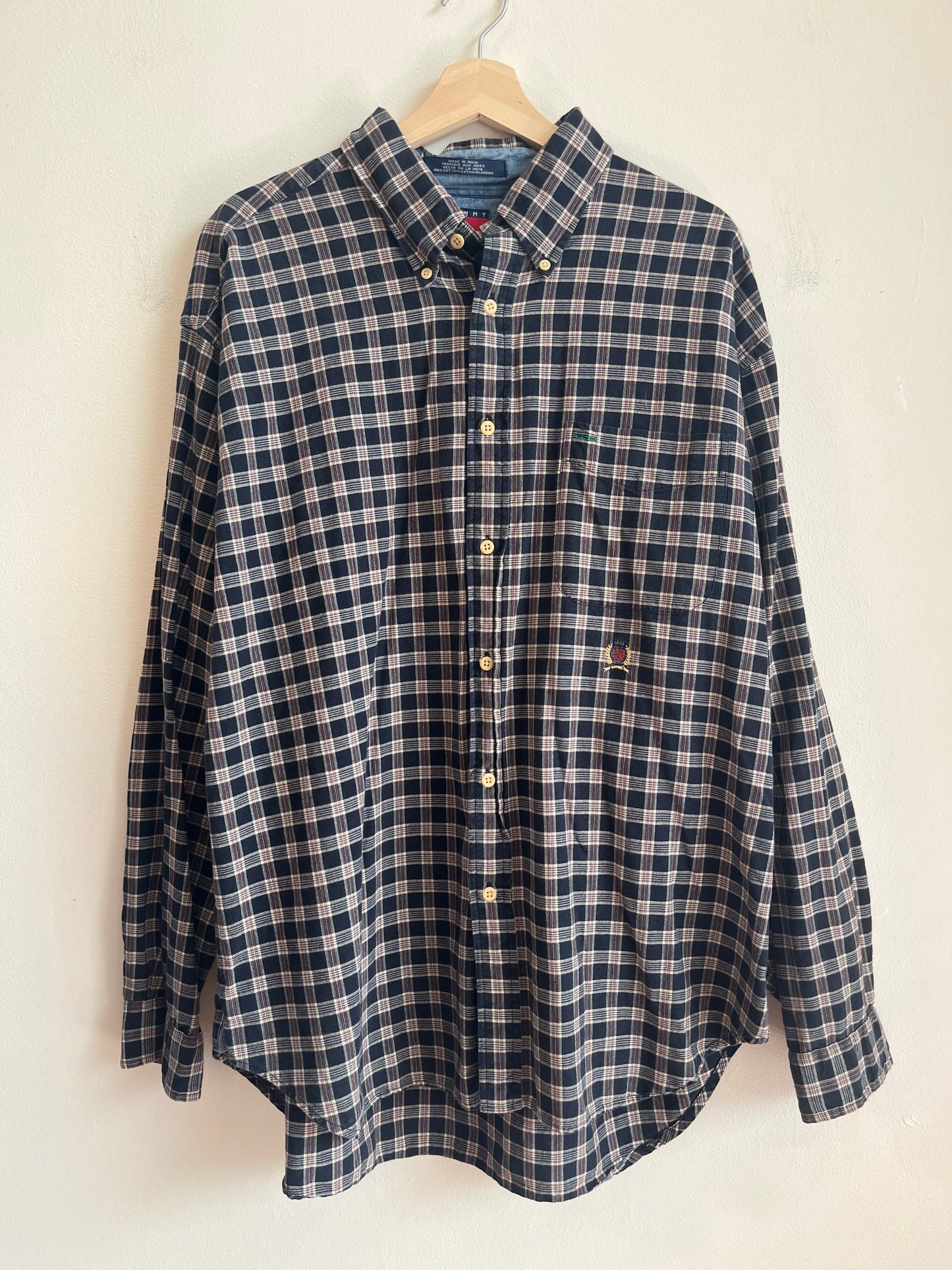 00s Tommy Hilfiger Plaid Essential Polo Flannel Shirt (XL)