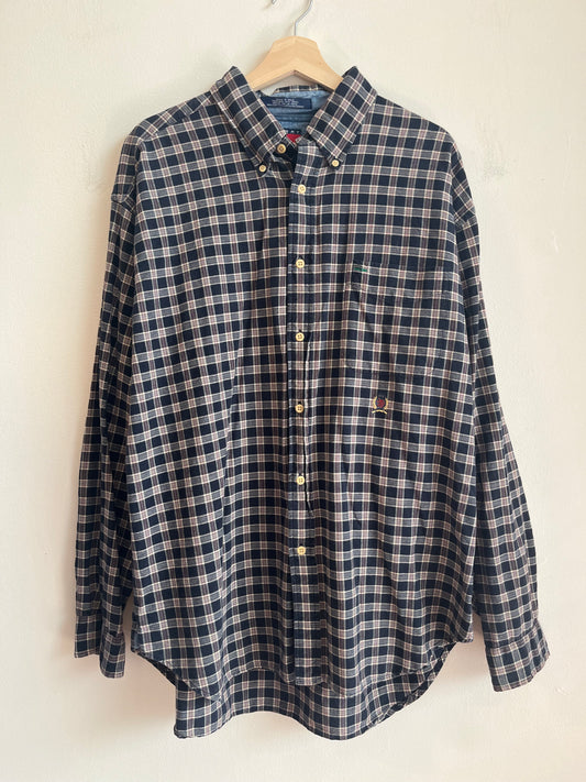 00s Tommy Hilfiger Plaid Essential Polo Flannel Shirt (XL)