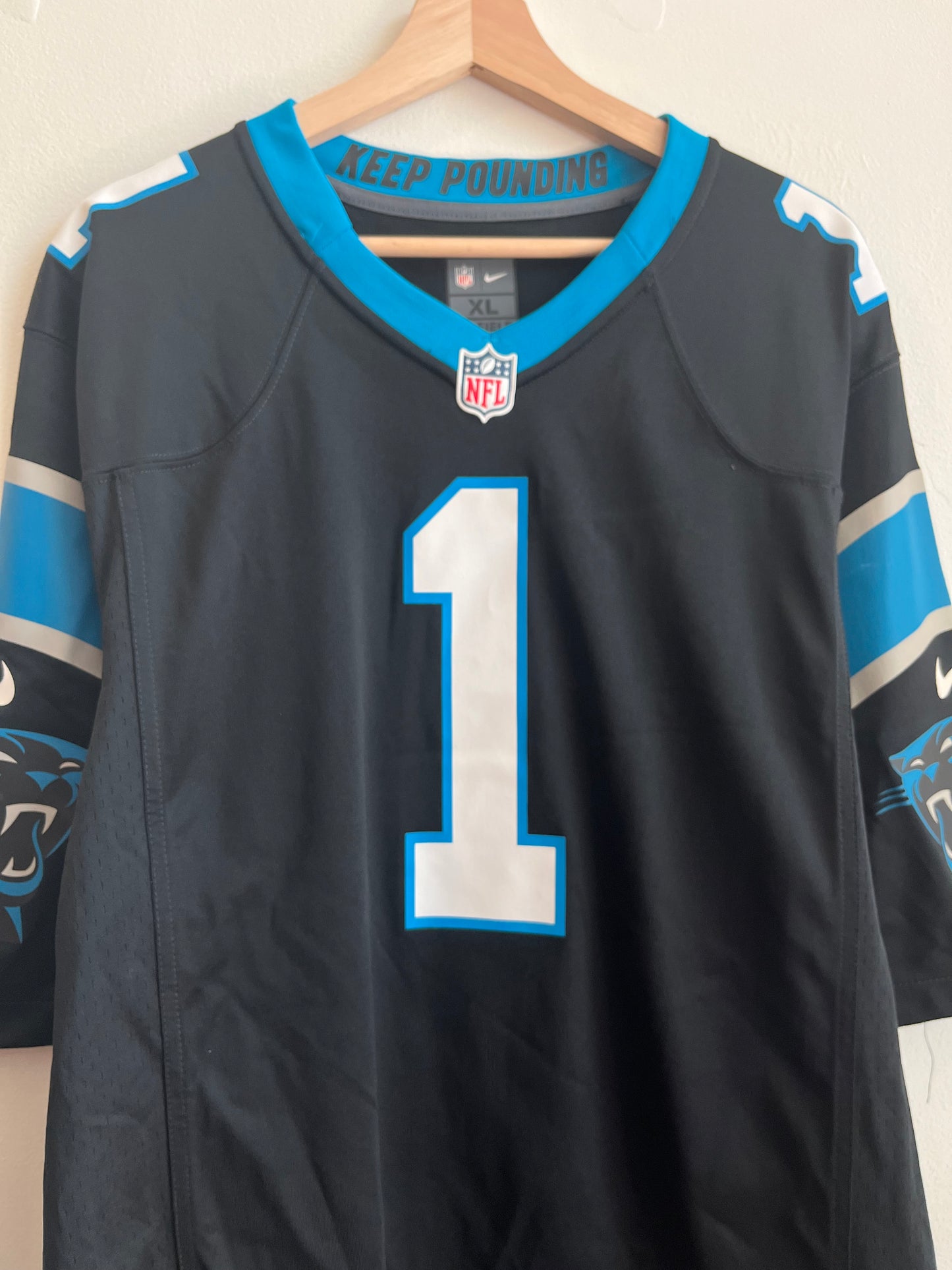 2010s Carolina Panthers Cam Newton Black Stained Jersey (XL)