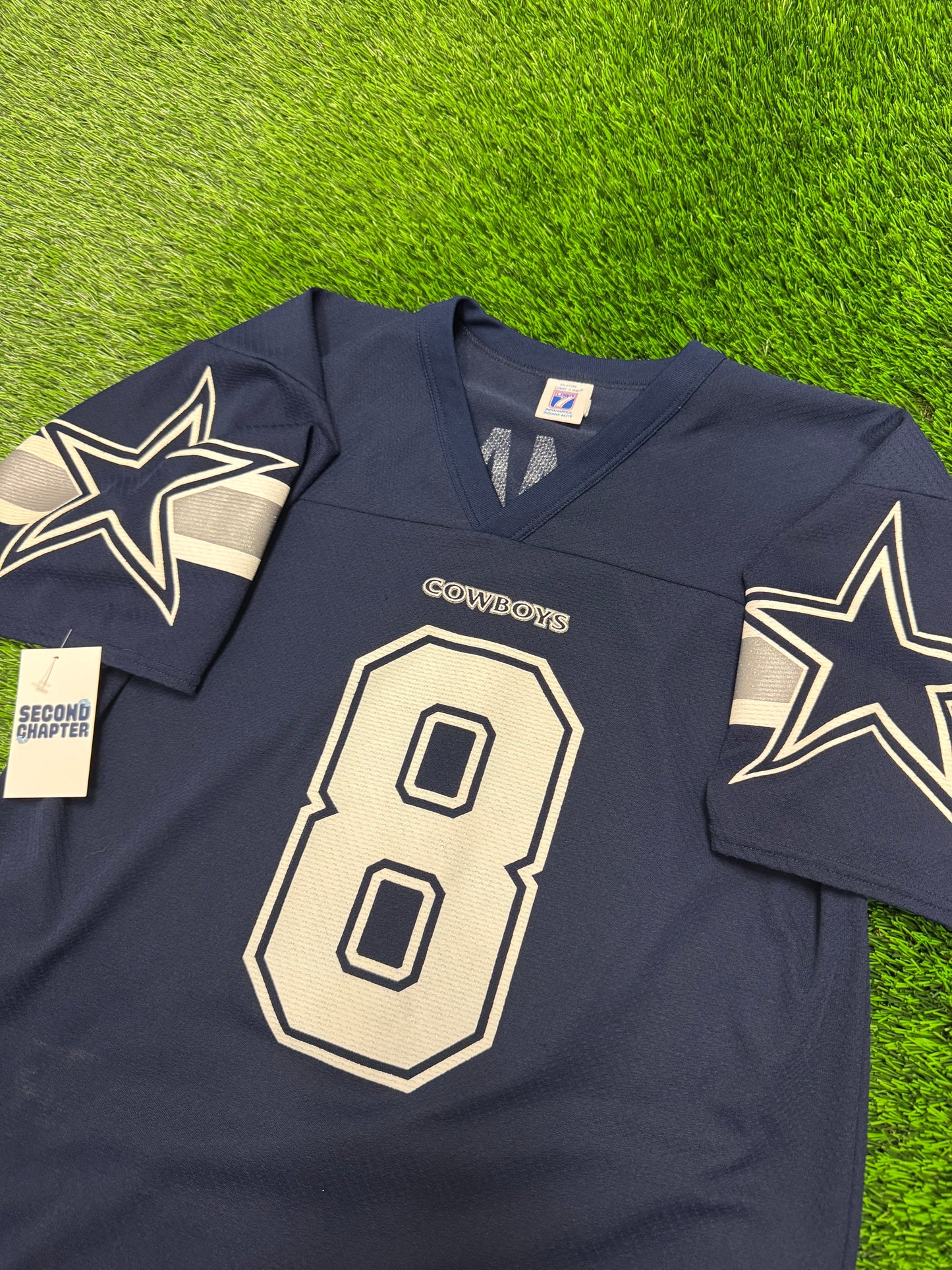 90s Dallas Cowboys Troy Aikman #8 Vintage Logo 7 NFL Jersey (M)