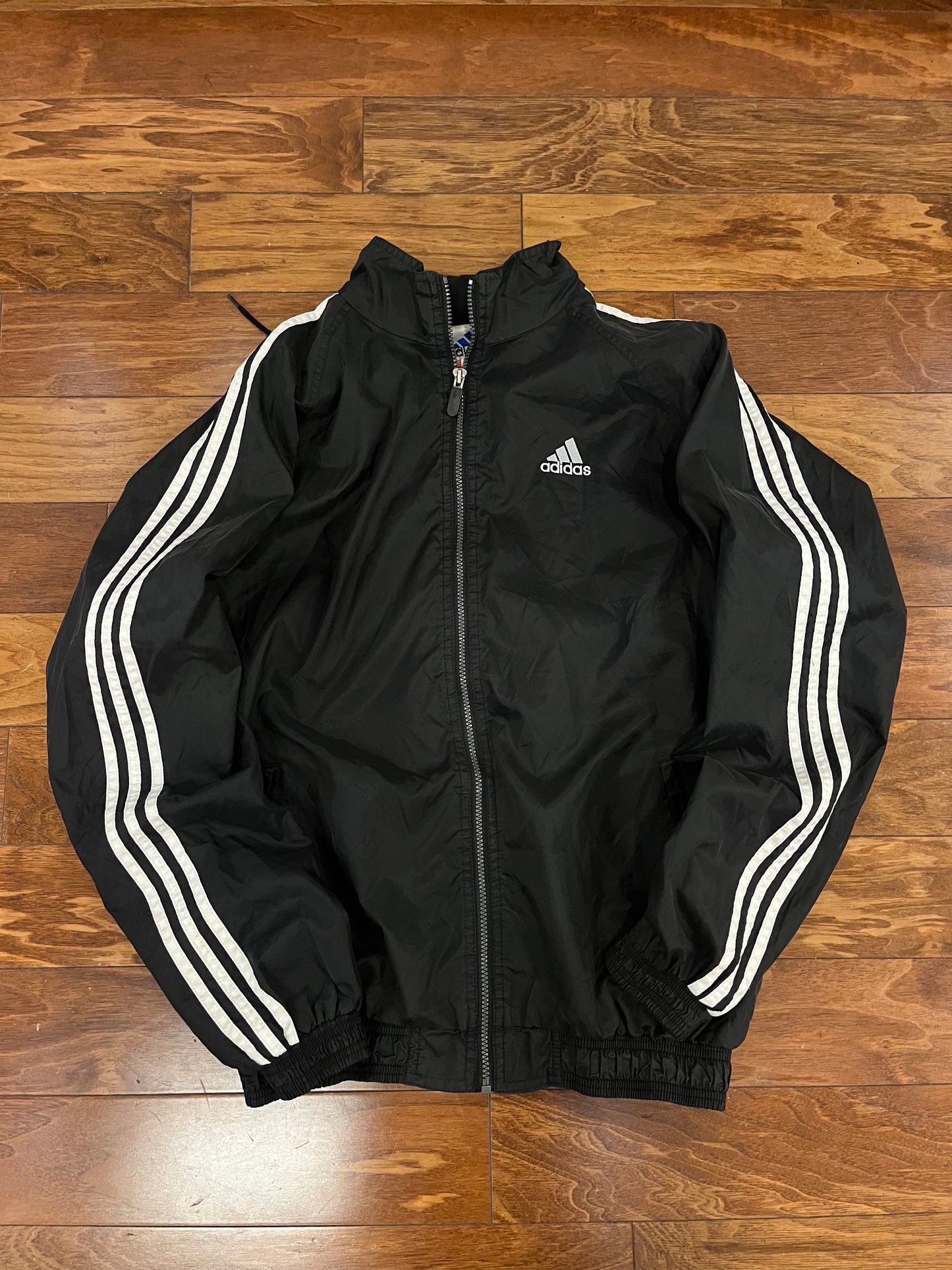90s Adidas Black Zip Up Windbreaker (L)