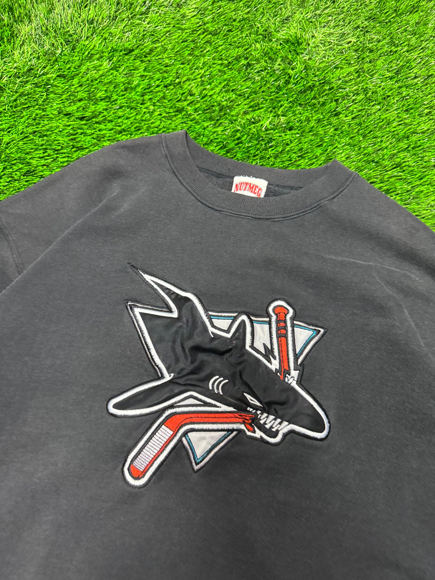 90s San Jose Sharks Vintage Nutmeg Black NHL Crewneck (XL)
