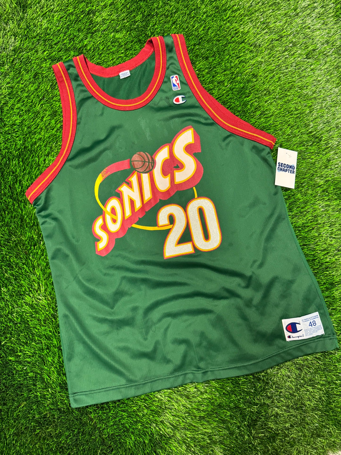 90s Seattle SuperSonics Gary Payton #20 Vintage Champion NBA Jersey (L)