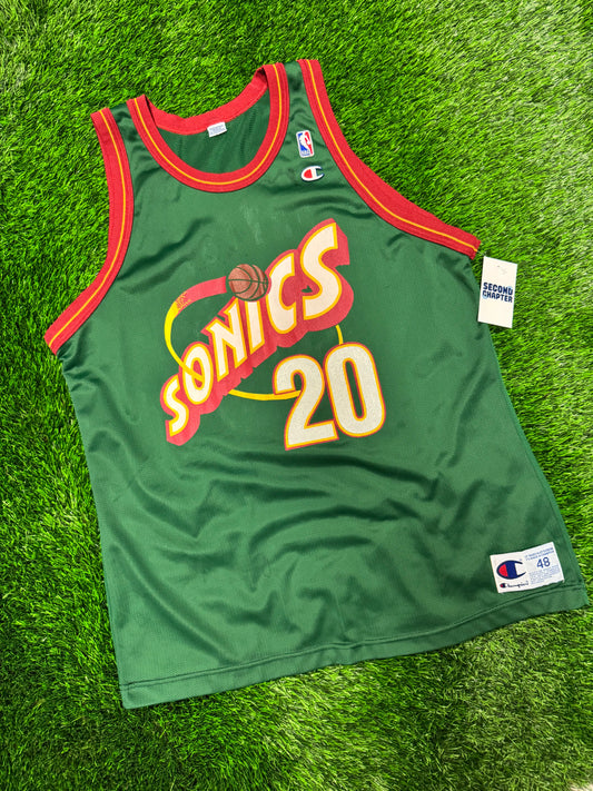 90s Seattle SuperSonics Gary Payton #20 Vintage Champion NBA Jersey (L)