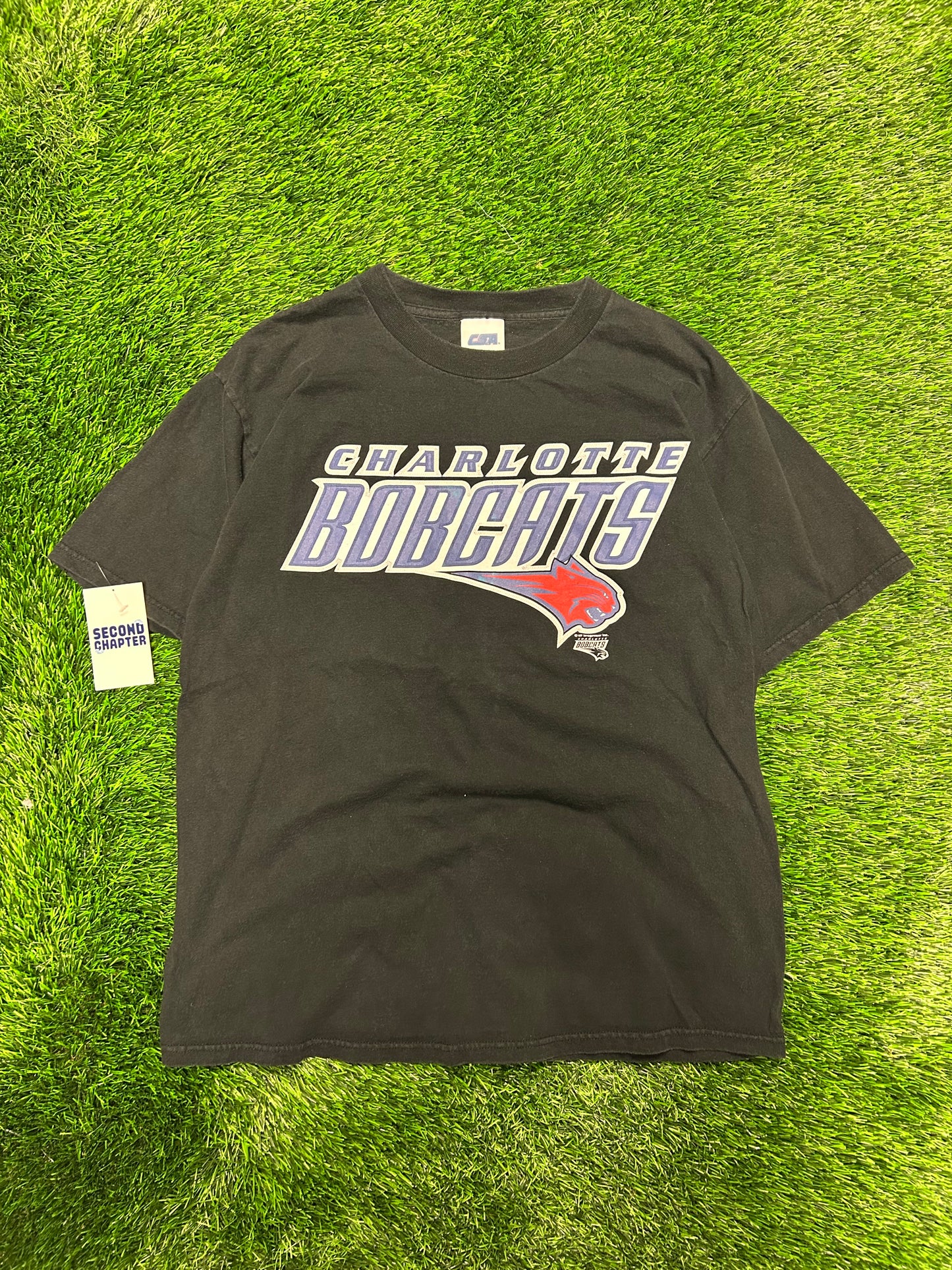 00s Charlotte Bobcats Spell Out Vintage Black Tee (L)