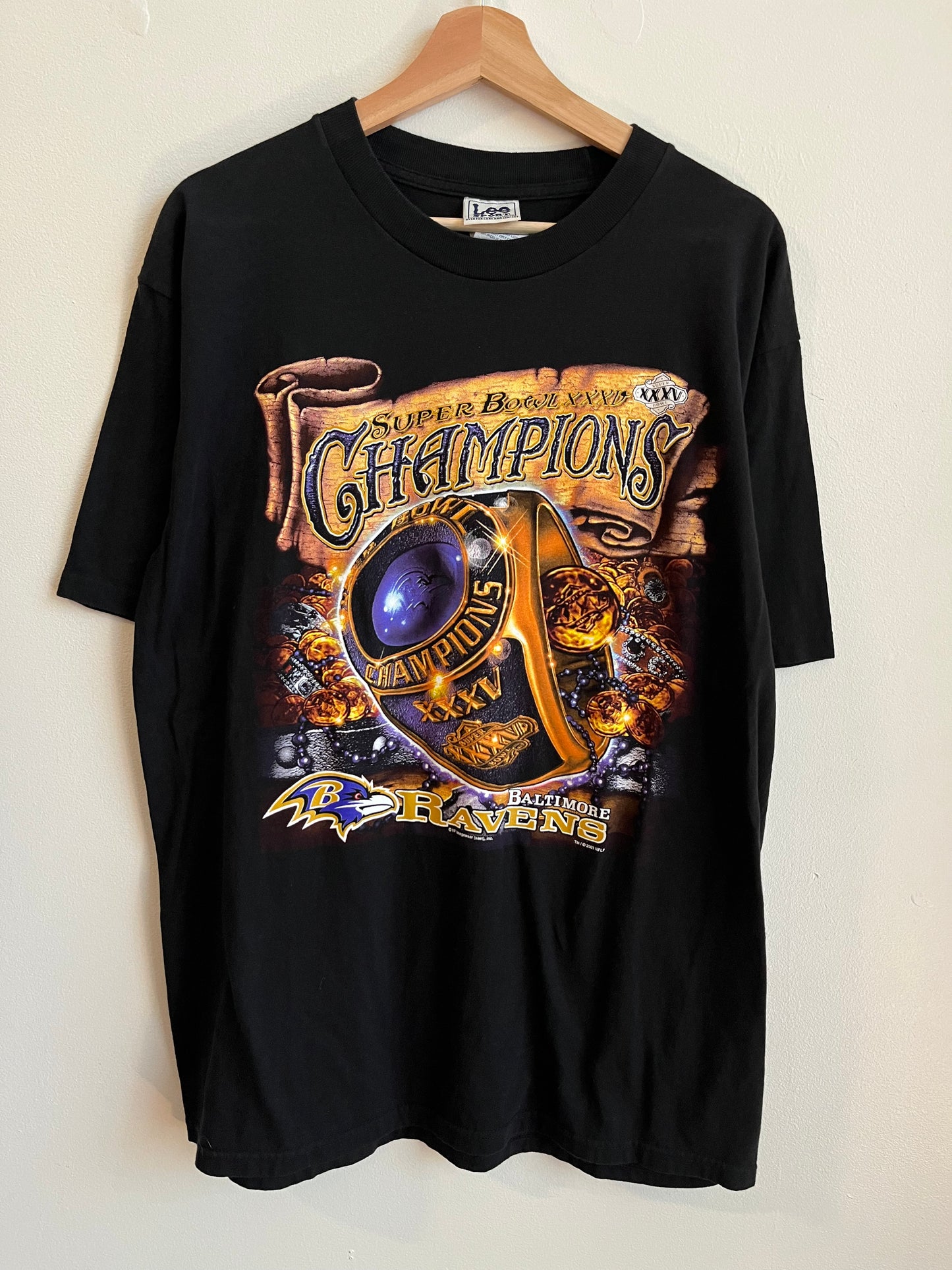 2001 Baltimore Ravens Vintage Black Super Bowl Tee (L)