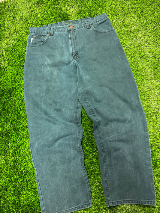 1999 Rare Carhartt B22HTG "Teal/Hunter Green" Denim Pants (38 x 30)