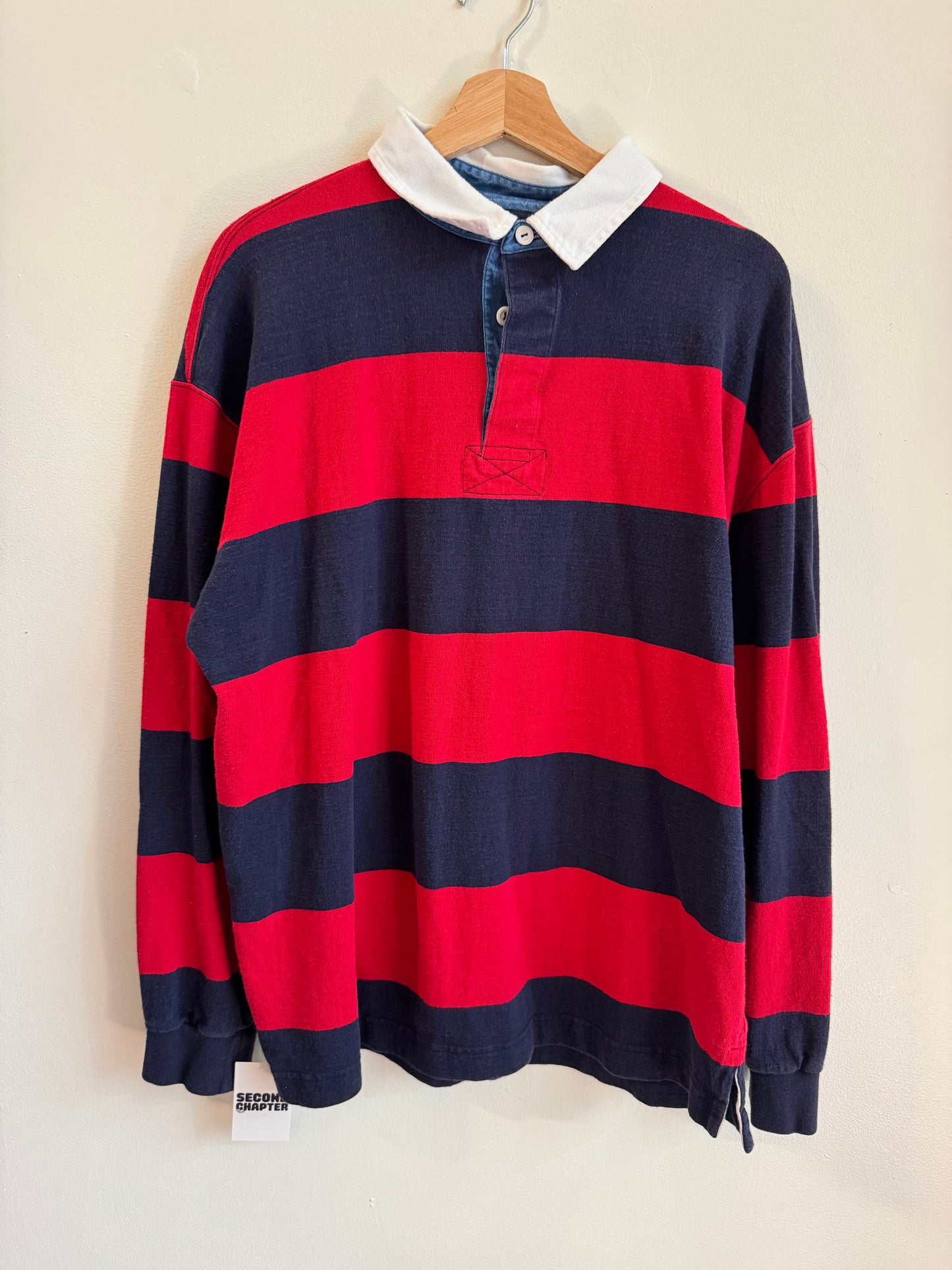 1990s Land's End Rugby Quarter Button Long Sleeve (L)