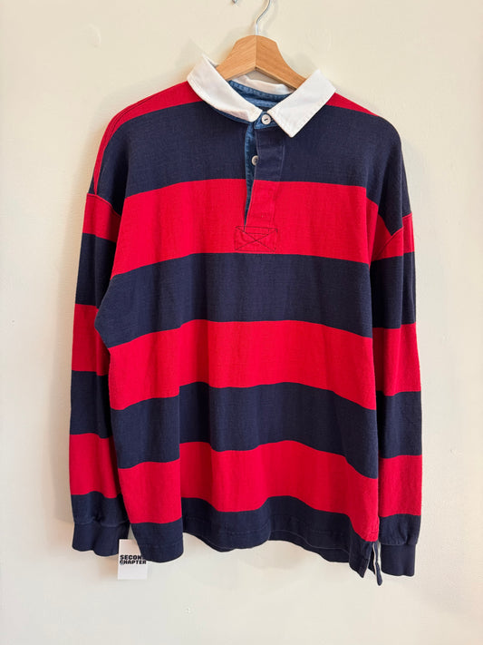 1990s Land's End Rugby Quarter Button Long Sleeve (L)