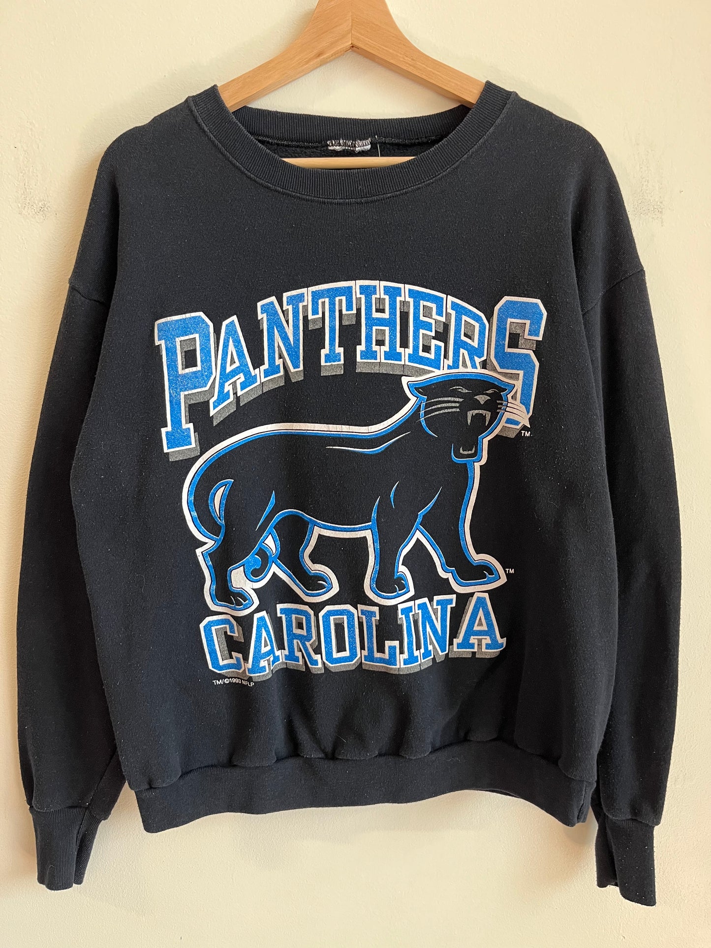 1993 Carolina Panthers Old Cat Black Crewneck (M)