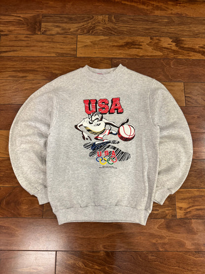 1995 USA Olympics Taz Graphic Vintage Crewneck (Youth L)