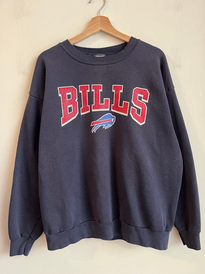 1990s Buffalo Bills Spell Out Faded Navy Crewneck (L)
