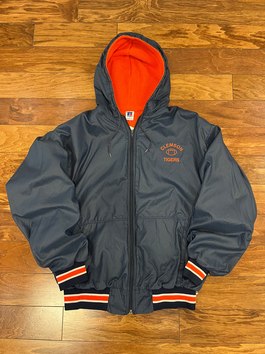 80s Russell Clemson Tigers Vintage Waffle Knit Lined Jacket (XL)