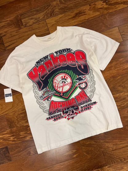 1997 NY Yankees Opening Day Uncle Sam Vintage Jackie Robinson 50th MLB Tee (XL)