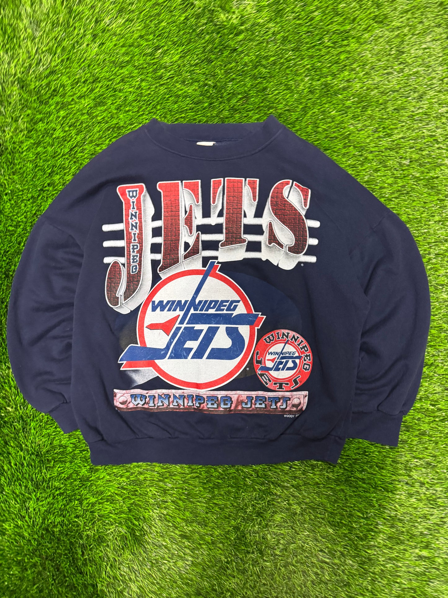 90s Winnipeg Jets Big Graphic Vintage NHL Boxy Crewneck (L)