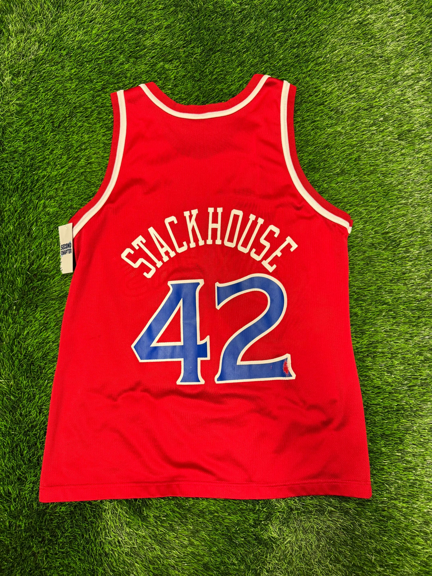 90s Philadelphia 76ers Sixers Jerry Stackhouse #42 Vintage Champion Red NBA Jersey (M)