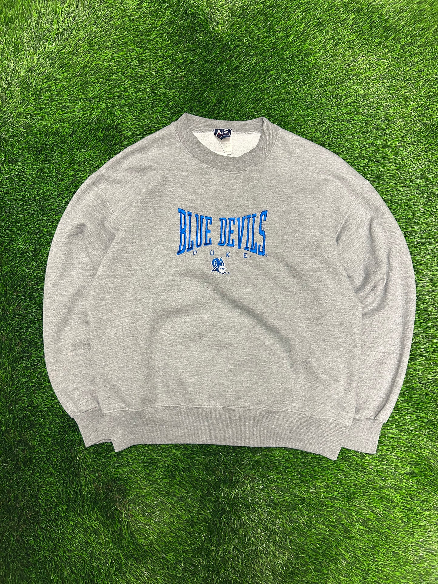 00s Duke University Blue Devils Embroidered Spell Out Crewneck (XL)