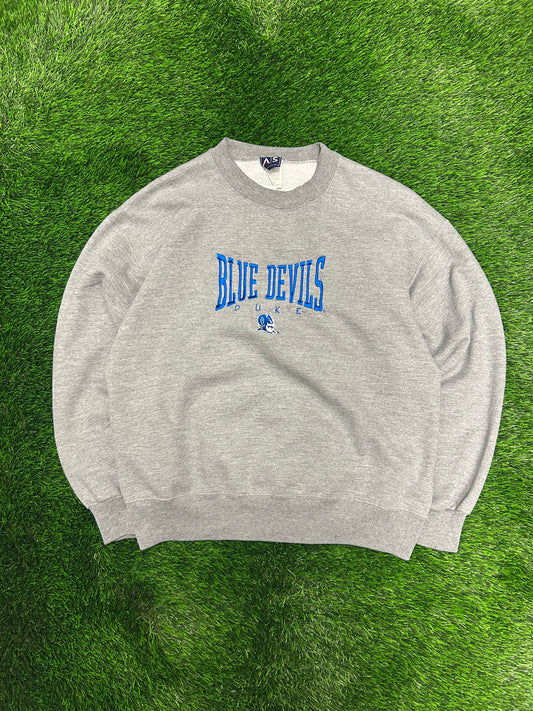 00s Duke University Blue Devils Embroidered Spell Out Crewneck (XL)